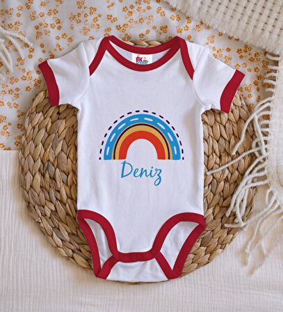 BK Kids Kişiye Özel İsimli Kırmızı Bebek Body Zıbın-2