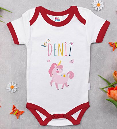 BK Kids Kişiye Özel İsimli Kırmızı Bebek Body Zıbın-4