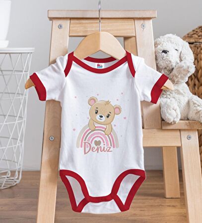 BK Kids Kişiye Özel İsimli Kırmızı Bebek Body Zıbın-6