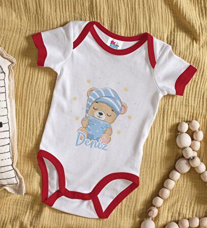 BK Kids Kişiye Özel İsimli Kırmızı Bebek Body Zıbın-7