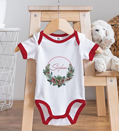 BK Kids Kişiye Özel Çiçek Tasarımlı Kırmızı Bebek Body Zıbın-7