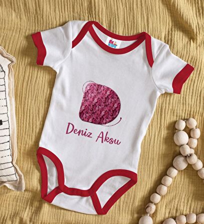 BK Kids Kişiye Özel Harfli Kırmızı Bebek Body Zıbın-4