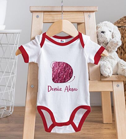 BK Kids Kişiye Özel Harfli Kırmızı Bebek Body Zıbın-4