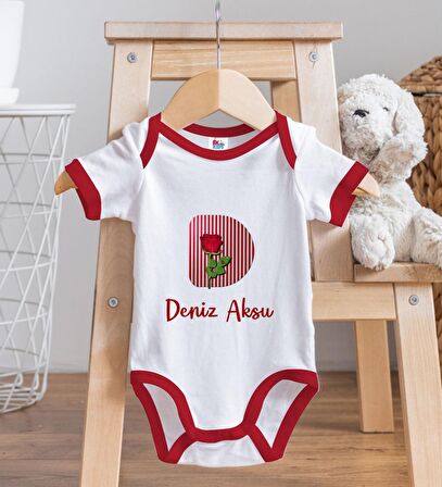 BK Kids Kişiye Özel Harfli Kırmızı Bebek Body Zıbın-8