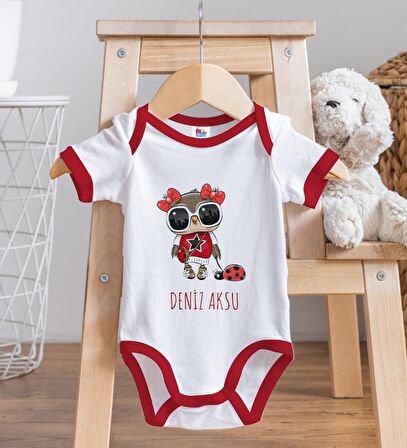 BK Kids Kişiye Özel İsimli Kırmızı Bebek Body Zıbın-40