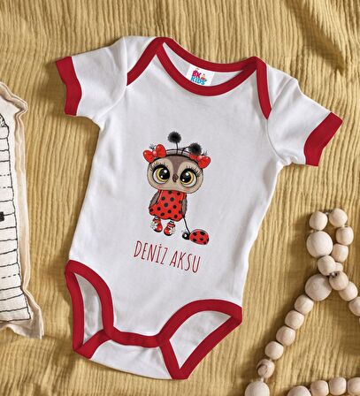 BK Kids Kişiye Özel İsimli Kırmızı Bebek Body Zıbın-41