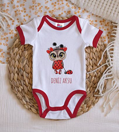 BK Kids Kişiye Özel İsimli Kırmızı Bebek Body Zıbın-41