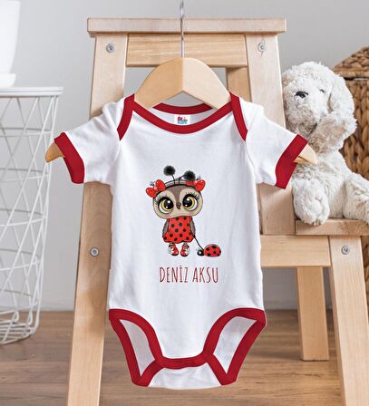 BK Kids Kişiye Özel İsimli Kırmızı Bebek Body Zıbın-41