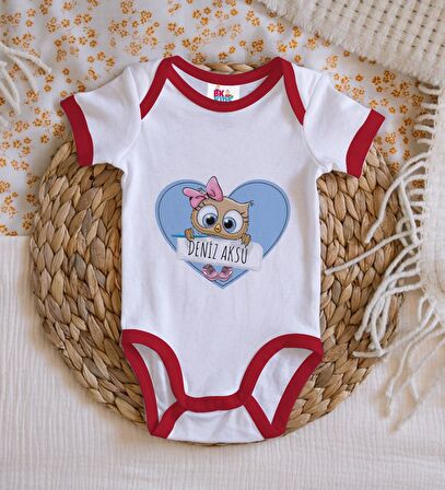 BK Kids Kişiye Özel İsimli Kırmızı Bebek Body Zıbın-42