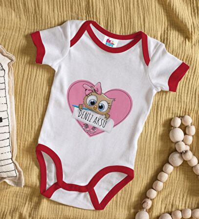 BK Kids Kişiye Özel İsimli Kırmızı Bebek Body Zıbın-43