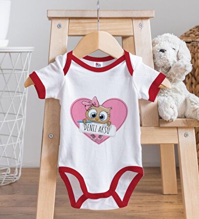 BK Kids Kişiye Özel İsimli Kırmızı Bebek Body Zıbın-43