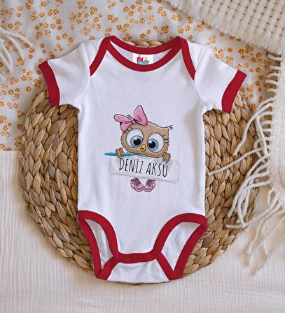 BK Kids Kişiye Özel İsimli Kırmızı Bebek Body Zıbın-46