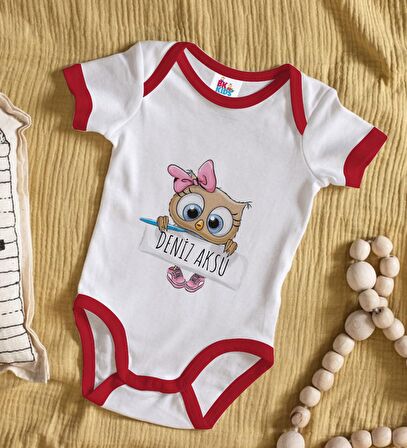 BK Kids Kişiye Özel İsimli Kırmızı Bebek Body Zıbın-46