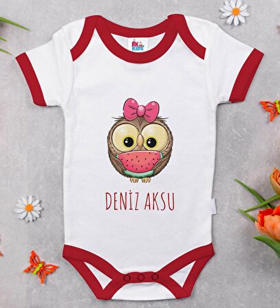 BK Kids Kişiye Özel İsimli Kırmızı Bebek Body Zıbın-47