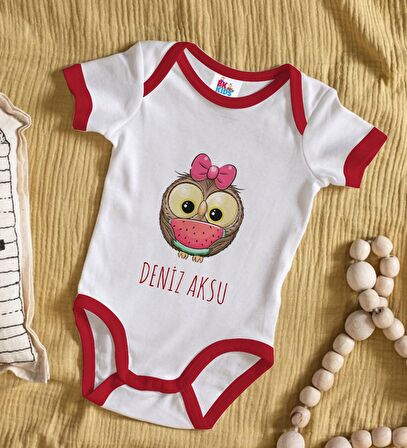 BK Kids Kişiye Özel İsimli Kırmızı Bebek Body Zıbın-47