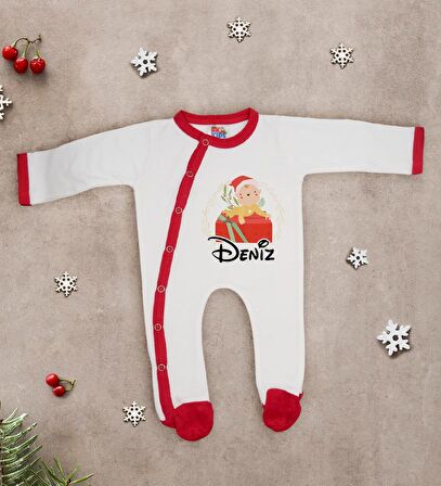 BK Gift Kişiye Özel Yılbaşı Temalı Tulum Zıbın ve Kukuletalı Şapka Seti-3