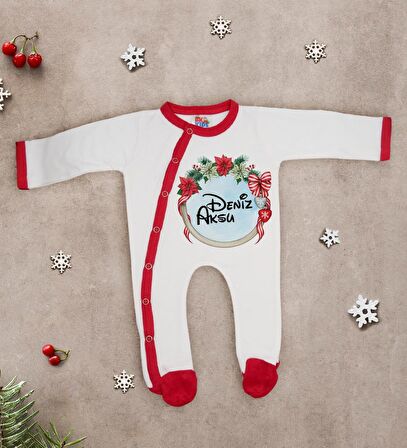 BK Gift Kişiye Özel Yılbaşı Temalı Tulum Zıbın ve Kukuletalı Şapka Seti-6