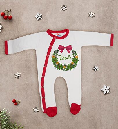 BK Gift Kişiye Özel Yılbaşı Temalı Tulum Zıbın ve Kukuletalı Şapka Seti-9