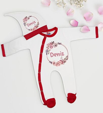 BK Kids Kişiye Özel Bebek Kıyafeti, Bebek Giyim Hediyesi, Tulum Zıbın ve Kukuletalı Şapka Seti-6