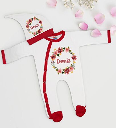 BK Kids Kişiye Özel Bebek Kıyafeti, Bebek Giyim Hediyesi, Tulum Zıbın ve Kukuletalı Şapka Seti-8