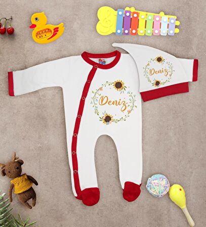 BK Kids Kişiye Özel Bebek Kıyafeti, Bebek Giyim Hediyesi, Tulum Zıbın ve Kukuletalı Şapka Seti-12