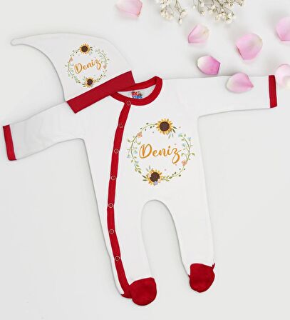 BK Kids Kişiye Özel Bebek Kıyafeti, Bebek Giyim Hediyesi, Tulum Zıbın ve Kukuletalı Şapka Seti-13