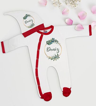 BK Kids Kişiye Özel Bebek Kıyafeti, Bebek Giyim Hediyesi, Tulum Zıbın ve Kukuletalı Şapka Seti-14