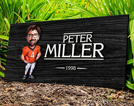 BK Gift Kişiye Özel Erkek Amerikan Futbol Karikatürlü Kabartma Figürlü Ahşap Tablo, Duvar Dekoru, Arkadaşa Hediye, Özel Tasarım Ev Hediyesi-2