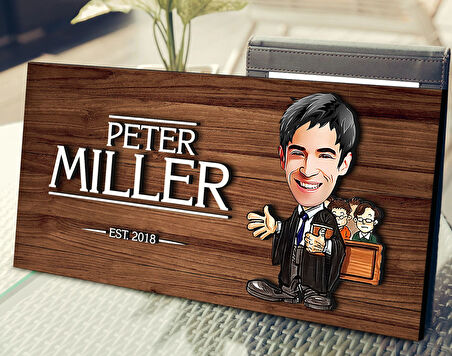 BK Gift Kişiye Özel Erkek Avukat Karikatürlü Kabartma Figürlü Ahşap Tablo, Duvar Dekoru, Arkadaşa Hediye, Özel Tasarım Ev Hediyesi-1