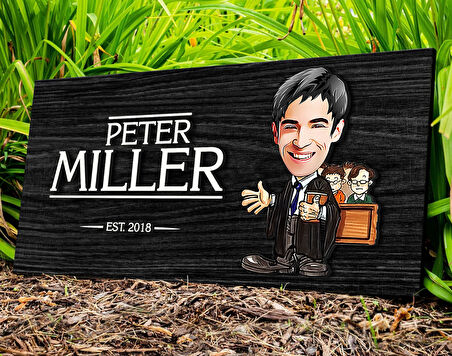 BK Gift Kişiye Özel Erkek Avukat Karikatürlü Kabartma Figürlü Ahşap Tablo, Duvar Dekoru, Arkadaşa Hediye, Özel Tasarım Ev Hediyesi-1