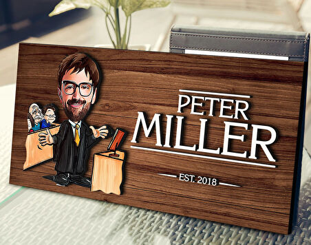 BK Gift Kişiye Özel Erkek Avukat Karikatürlü Kabartma Figürlü Ahşap Tablo, Duvar Dekoru, Arkadaşa Hediye, Özel Tasarım Ev Hediyesi-2