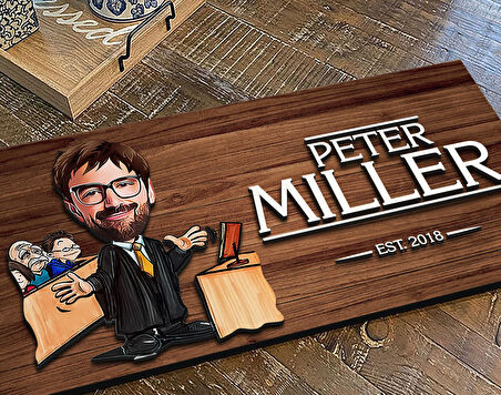 BK Gift Kişiye Özel Erkek Avukat Karikatürlü Kabartma Figürlü Ahşap Tablo, Duvar Dekoru, Arkadaşa Hediye, Özel Tasarım Ev Hediyesi-2