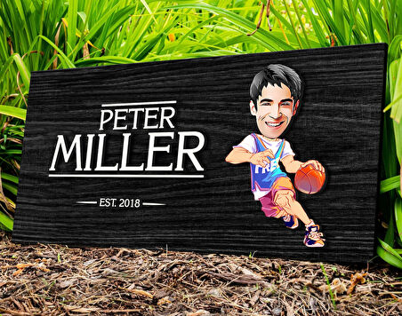 BK Gift Kişiye Özel Erkek Basketbolcu Karikatürlü Kabartma Figürlü Ahşap Tablo, Duvar Dekoru, Arkadaşa Hediye, Özel Tasarım Ev Hediyesi-2