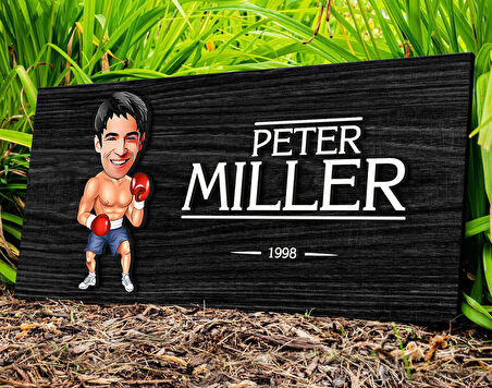 BK Gift Kişiye Özel Erkek Boksör Karikatürlü Kabartma Figürlü Ahşap Tablo, Duvar Dekoru, Arkadaşa Hediye, Özel Tasarım Ev Hediyesi-1