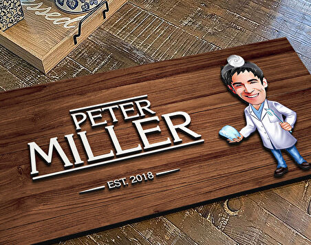 BK Gift Kişiye Özel Erkek Diş Hekimi Karikatürlü Kabartma Figürlü Ahşap Tablo, Duvar Dekoru, Arkadaşa Hediye, Özel Tasarım Ev Hediyesi-2