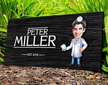 BK Gift Kişiye Özel Erkek Diş Hekimi Karikatürlü Kabartma Figürlü Ahşap Tablo, Duvar Dekoru, Arkadaşa Hediye, Özel Tasarım Ev Hediyesi-2