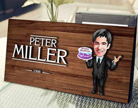 BK Gift Kişiye Özel Erkek Doğum Günü Karikatürlü Kabartma Figürlü Ahşap Tablo, Duvar Dekoru, Arkadaşa Hediye, Özel Tasarım Ev Hediyesi-1