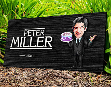 BK Gift Kişiye Özel Erkek Doğum Günü Karikatürlü Kabartma Figürlü Ahşap Tablo, Duvar Dekoru, Arkadaşa Hediye, Özel Tasarım Ev Hediyesi-1