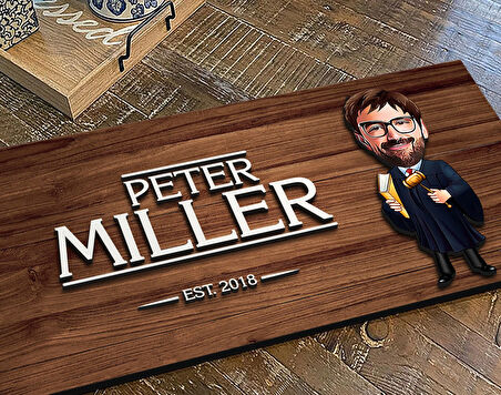 BK Gift Kişiye Özel Erkek Hakim Karikatürlü Kabartma Figürlü Ahşap Tablo, Duvar Dekoru, Arkadaşa Hediye, Özel Tasarım Ev Hediyesi-1