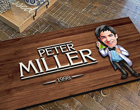 BK Gift Kişiye Özel Erkek Kimya Öğretmeni Karikatürlü Kabartma Figürlü Ahşap Tablo, Duvar Dekoru, Arkadaşa Hediye, Özel Tasarım Ev Hediyesi-2