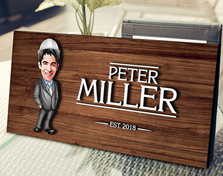 BK Gift Kişiye Özel Erkek Mühendis Karikatürlü Kabartma Figürlü Ahşap Tablo, Duvar Dekoru, Arkadaşa Hediye, Özel Tasarım Ev Hediyesi-1