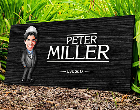 BK Gift Kişiye Özel Erkek Mühendis Karikatürlü Kabartma Figürlü Ahşap Tablo, Duvar Dekoru, Arkadaşa Hediye, Özel Tasarım Ev Hediyesi-1