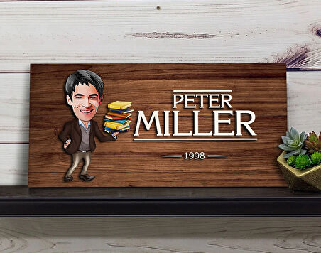 BK Gift Kişiye Özel Erkek Öğretmen Karikatürlü Kabartma Figürlü Ahşap Tablo, Duvar Dekoru, Arkadaşa Hediye, Özel Tasarım Ev Hediyesi-1