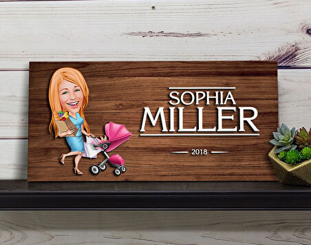 BK Gift Kişiye Özel Ev Hanımı Karikatürlü Kabartma Figürlü Ahşap Tablo, Duvar Dekoru, Arkadaşa Hediye, Özel Tasarım Ev Hediyesi-1