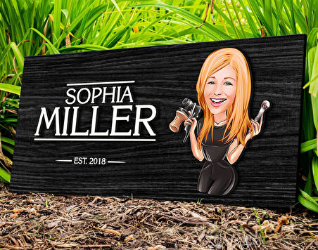 BK Gift Kişiye Özel Kadın Güzellik Uzmanı Karikatürlü Kabartma Figürlü Ahşap Tablo, Duvar Dekoru, Arkadaşa Hediye, Özel Tasarım Ev Hediyesi-1