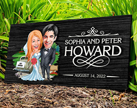 BK Gift Kişiye Özel Evleniyoruz Karikatürlü Kabartma Figürlü Ahşap Tablo, Duvar Dekoru, Arkadaşa Hediye, Özel Tasarım Ev Hediyesi-1