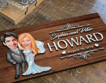 BK Gift Kişiye Özel Evleniyoruz Karikatürlü Kabartma Figürlü Ahşap Tablo, Duvar Dekoru, Arkadaşa Hediye, Özel Tasarım Ev Hediyesi-5