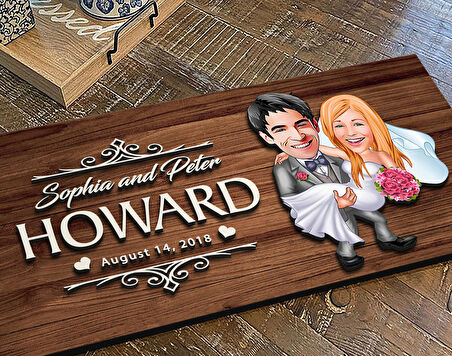 BK Gift Kişiye Özel Evleniyoruz Karikatürlü Kabartma Figürlü Ahşap Tablo, Duvar Dekoru, Arkadaşa Hediye, Özel Tasarım Ev Hediyesi-7