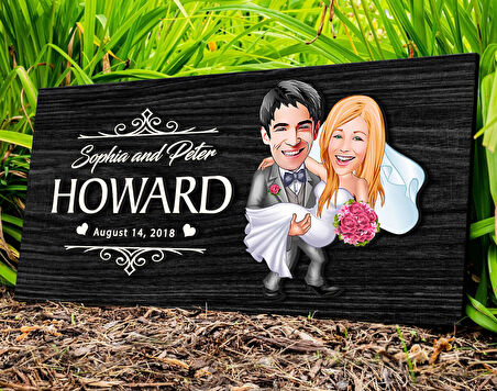 BK Gift Kişiye Özel Evleniyoruz Karikatürlü Kabartma Figürlü Ahşap Tablo, Duvar Dekoru, Arkadaşa Hediye, Özel Tasarım Ev Hediyesi-7