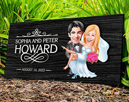 BK Gift Kişiye Özel Evleniyoruz Karikatürlü Kabartma Figürlü Ahşap Tablo, Duvar Dekoru, Arkadaşa Hediye, Özel Tasarım Ev Hediyesi-9